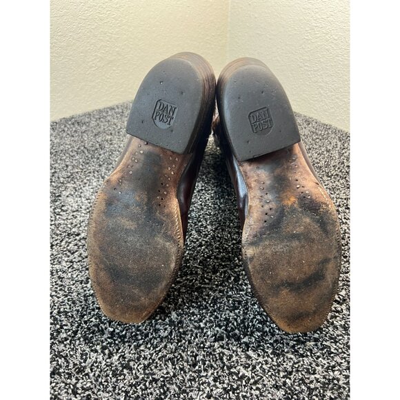 Vintage Dan Post Mens Size 10B Brown Spanish Leather Western Cowboy Rodeo Boots - Picture 13 of 16